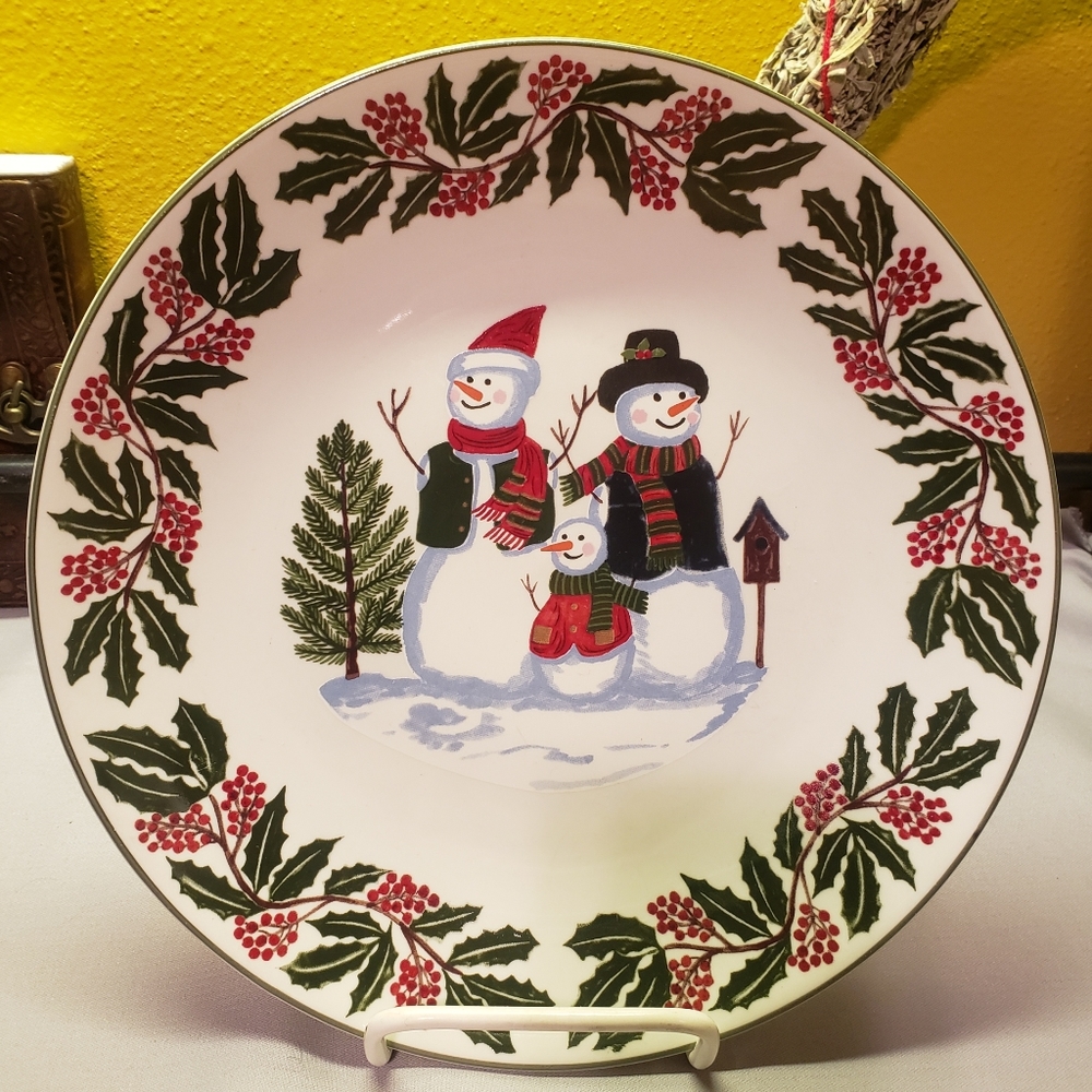 1 Vtg GEI Dinner Plate Pattern #GCI1 Snowman Family